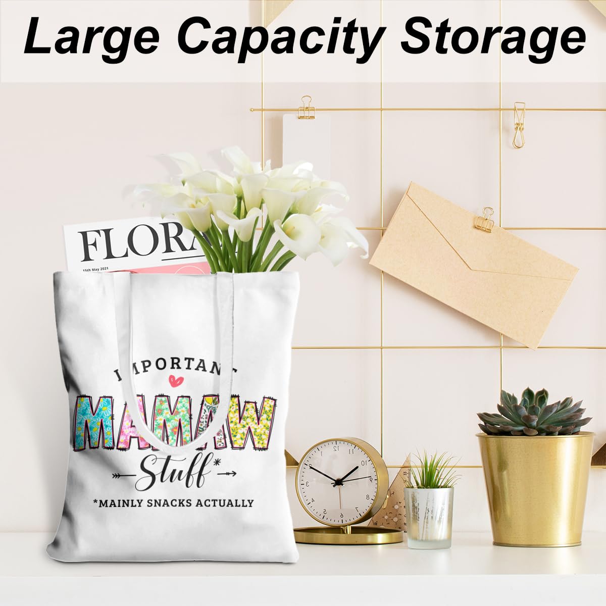 Grandma Gifts Mamaw Tote Bag From Granddaughter Beach Bag Book Shopping Reusable Grocery Bags For Women Female Granny Nana Grand