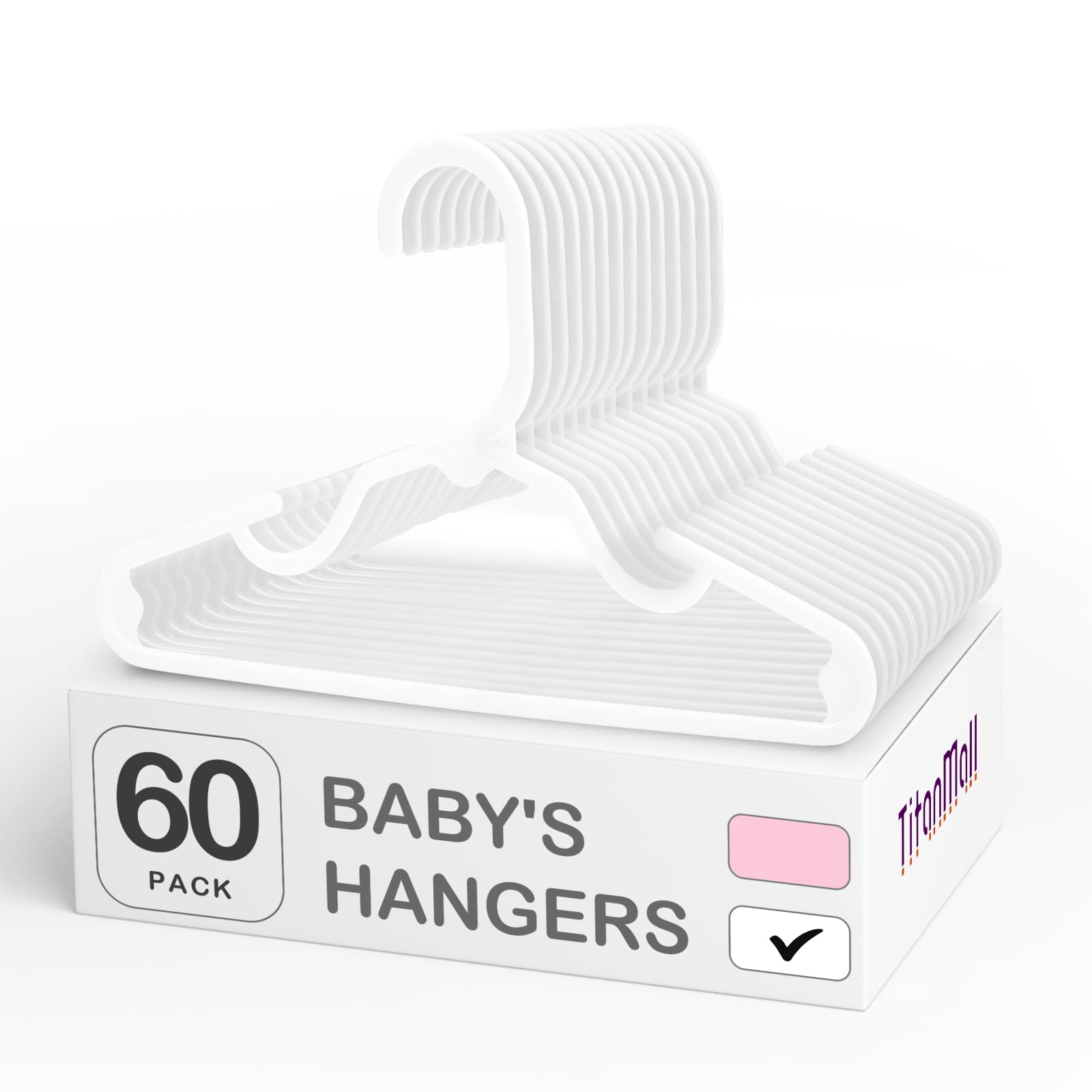 Smartor 60 Pack Baby Hangers - 11.7 Inch Plastic Baby Hangers For Closet - Child Hangers For Clothes & Infant Hangers For Closet