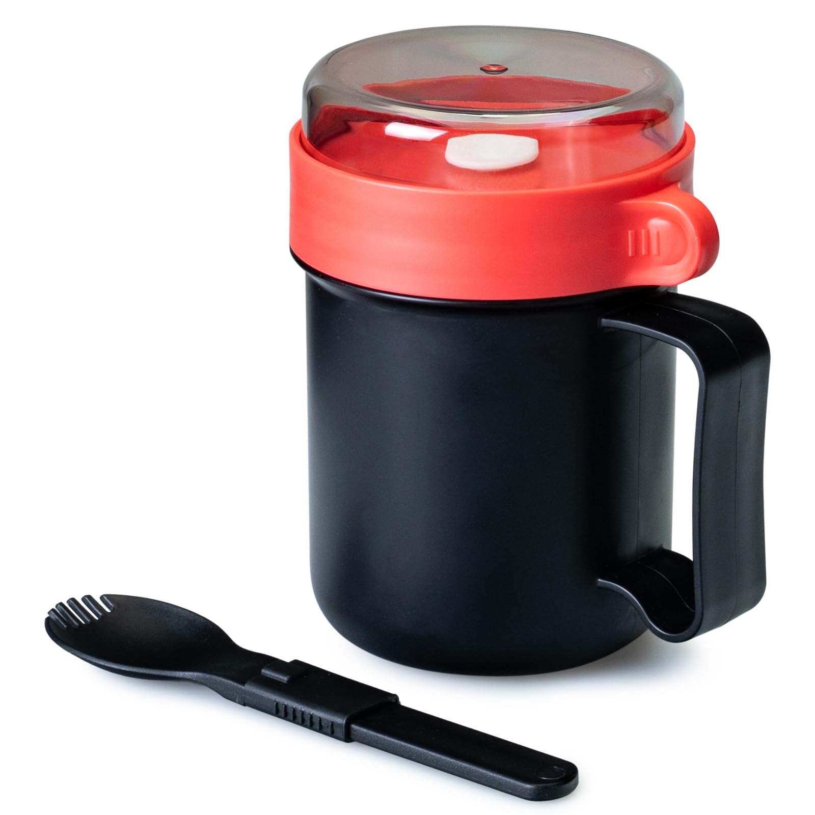 MATICAN Microwave Soup Mug with Lid, Soup Cup Container with Lid for Ramen Noodles, Soup, Beverages, Microwave Safe, Includes Fo