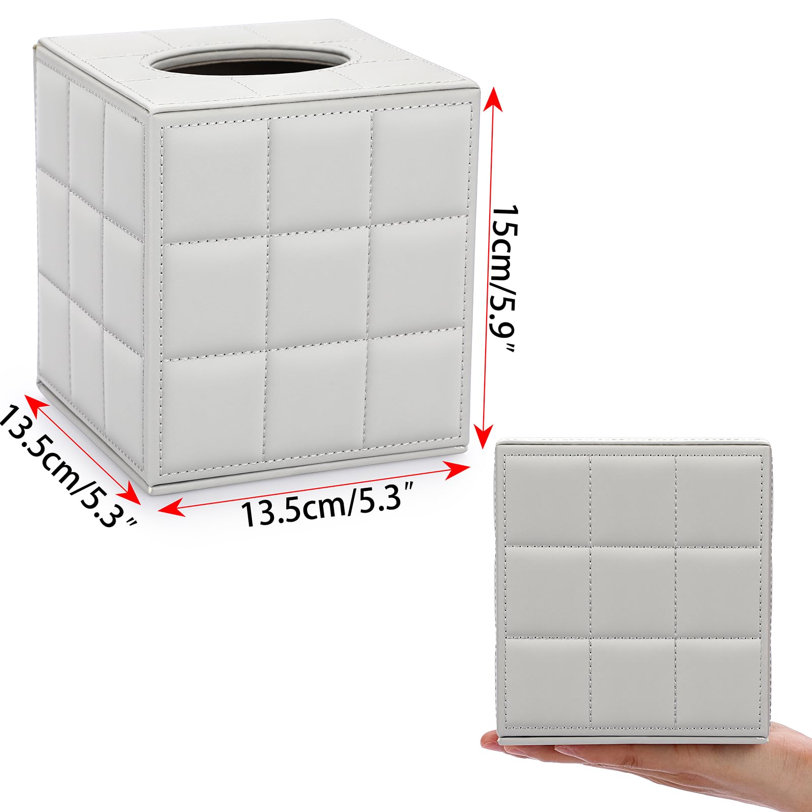 Sumnacon Tissue Box Cover Square Tissue Box Stylish Pu Tissue Box Holder With Magnetic Bottom, Cube Leather Tissue Cover For Liv