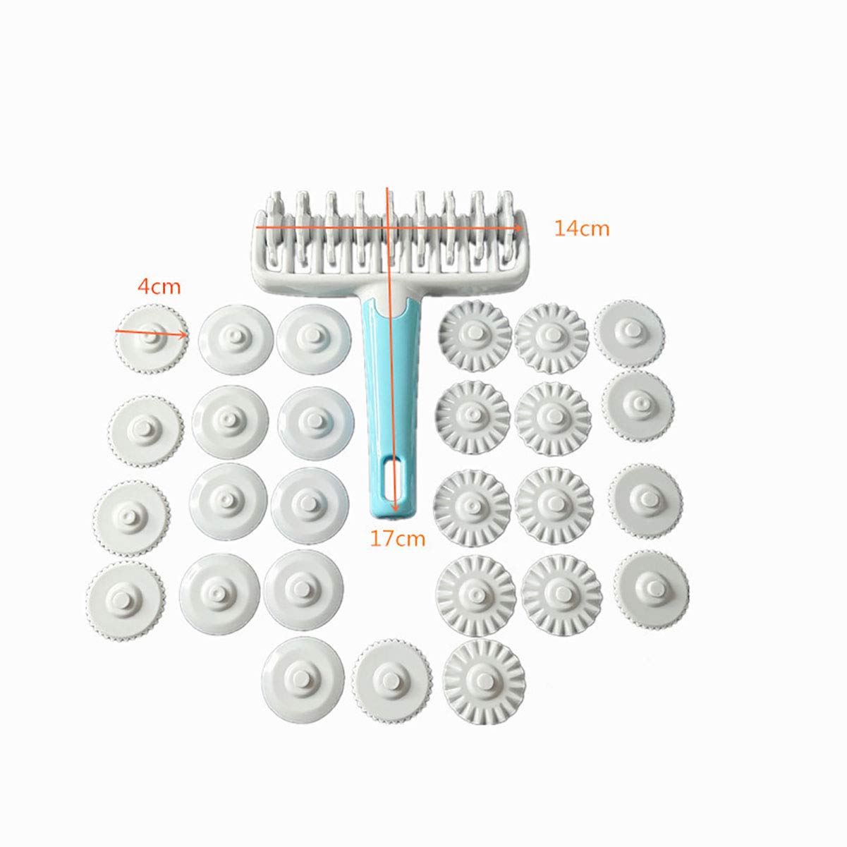 UpTuoLi Lattice Roller Cutter Set - 37pcs Plastic Dough & Pastry Tools, Blue/White, Includes Fondant & Pizza Cutters