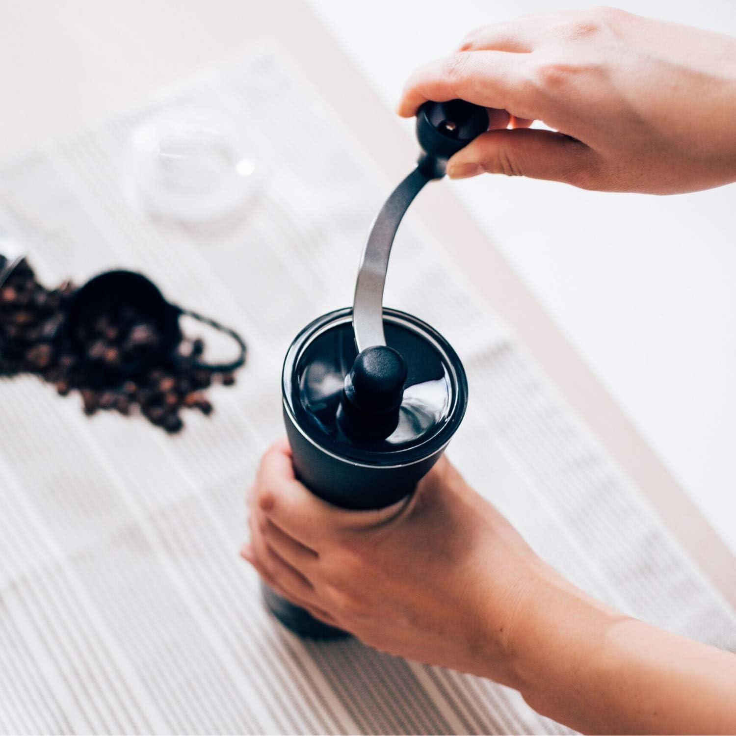 Hario Ceramic Coffee Mill -  'Mini-Slim Plus ' Manual Coffee Grinder 24g Coffee Capacity