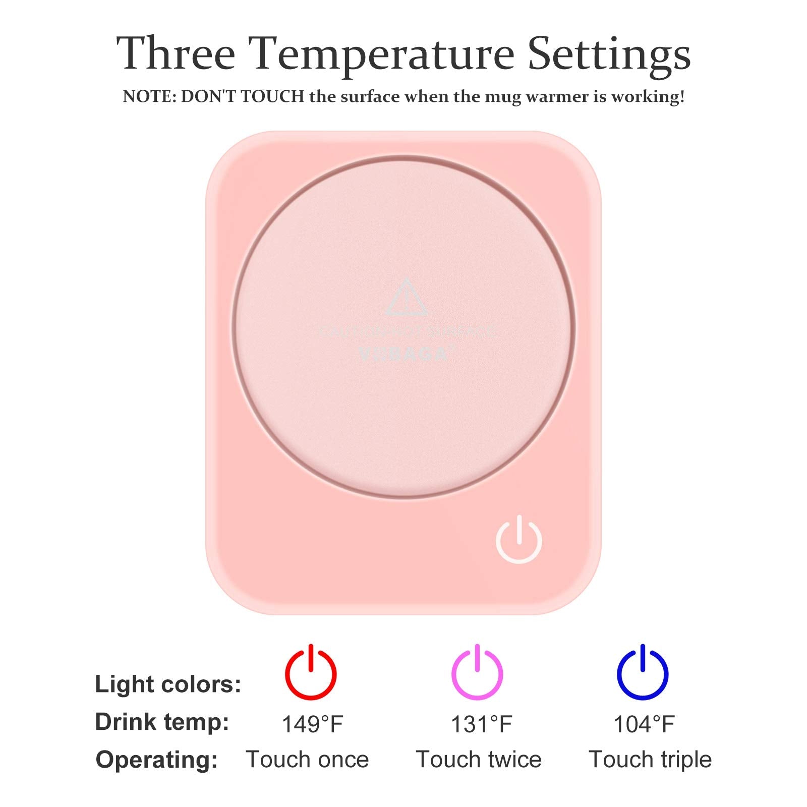 Vobaga Mug Warmer For Coffee, Electric Coffee Warmer For Desk With Auto Shut Off, 3 Temperature Setting Smart Cup Warmer For Hea
