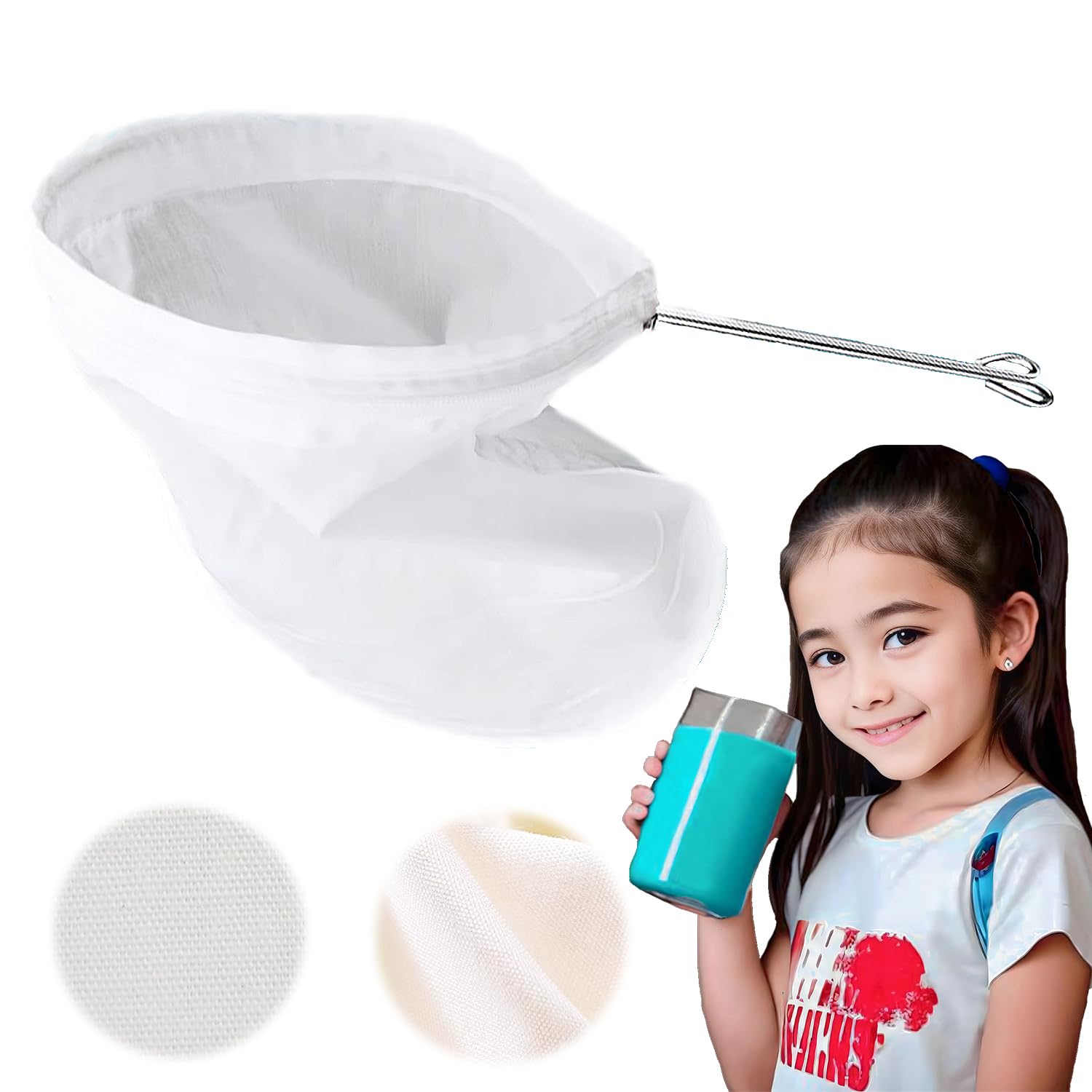 Ultra Fine Mesh Strainer Bags, Reusable 180 Mesh Steel Handle Frame For Filter Nutmilk, Coffee, Milk, Butter, Juices And Fresh C