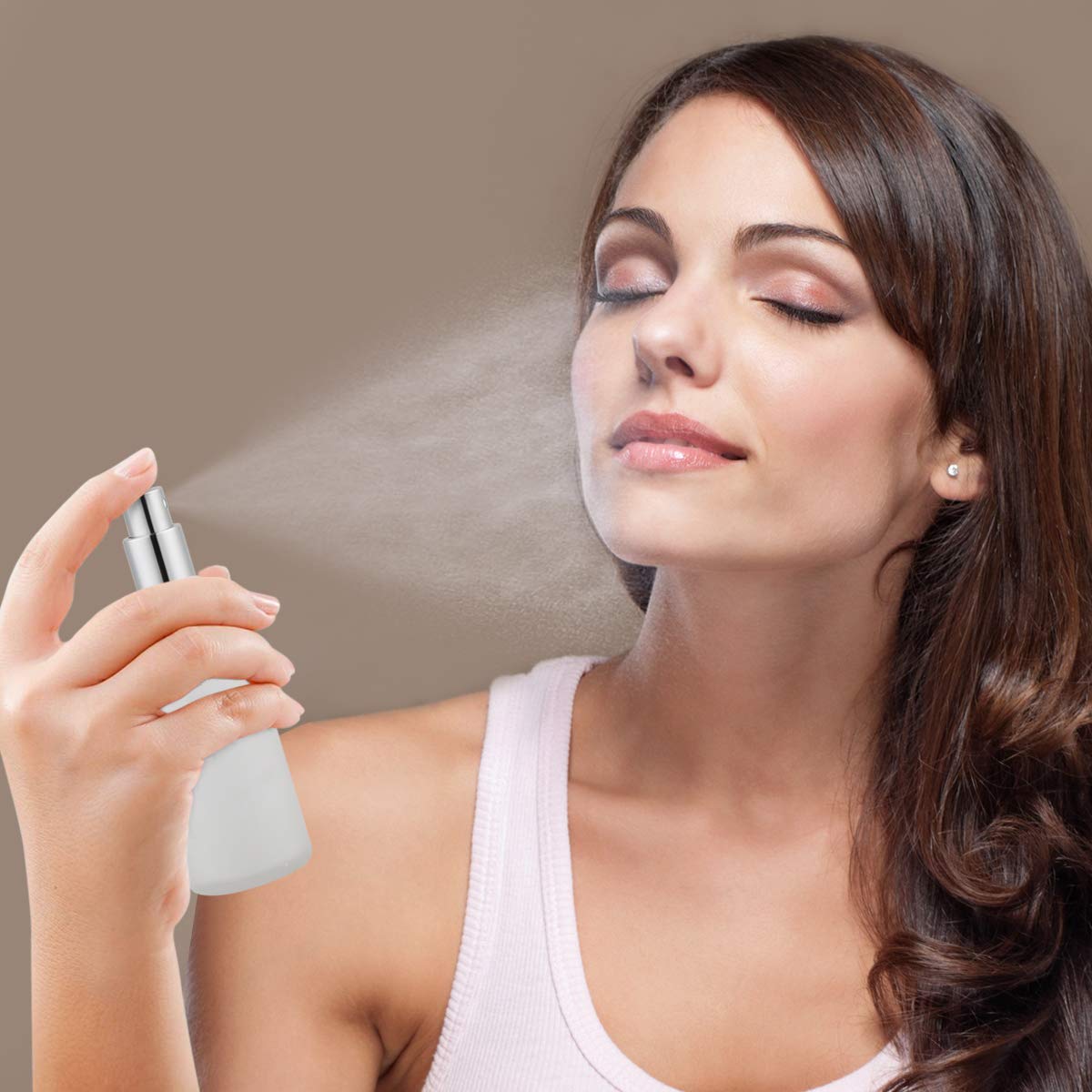 Empty Frosted Glass Spray Bottle 3.4Oz, Perfume Atomizer, Fine Mist Spray (2 Pack)