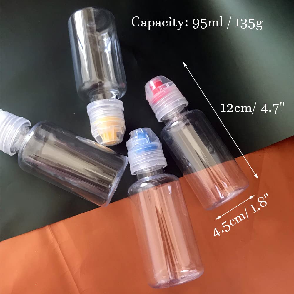 Zayoizy 4Pcs Mini Honey Squeeze Bottle Refillable Condiment Container Dispenser With Flip Top, Camping/Travel Size Leakproof Bot