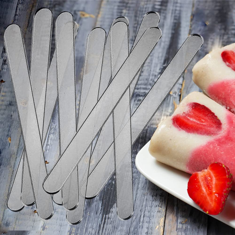 50 Pieces Acrylic Popsicle Stick 4.5'' Cakesicle Sticks Reusable Mirror Ice Cream Sticks Transparent Ice Pop Sticks Clear Acryli