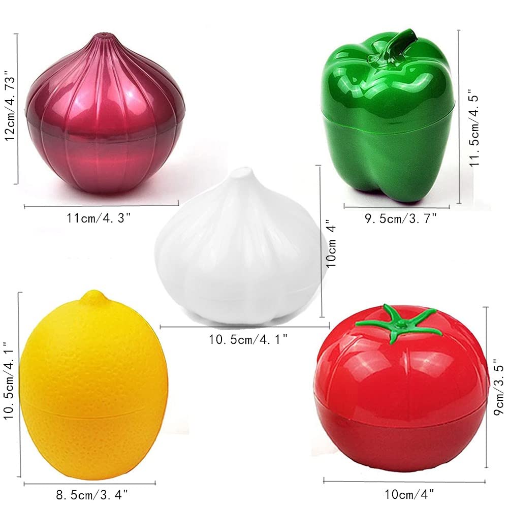 Oukeyi 5Pieces Fruit And Vegetable Storage Containers Reusable Refrigerator Box Storage Bowls Saver Holder Keeper For Green Pepp