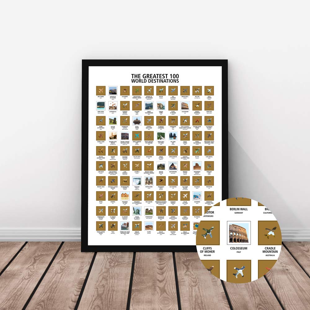 Mappinners The Greatest 100 World Destinations Scratch Off Travel Print 16X20