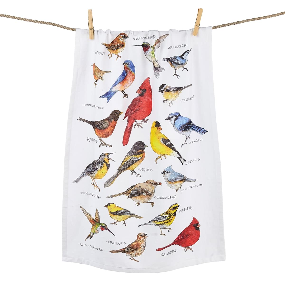 Peking Handicraft 04Ser535Wc Field Guide Birds Flour Sack Kitchen Towel, 25-Inch Height, Cotton
