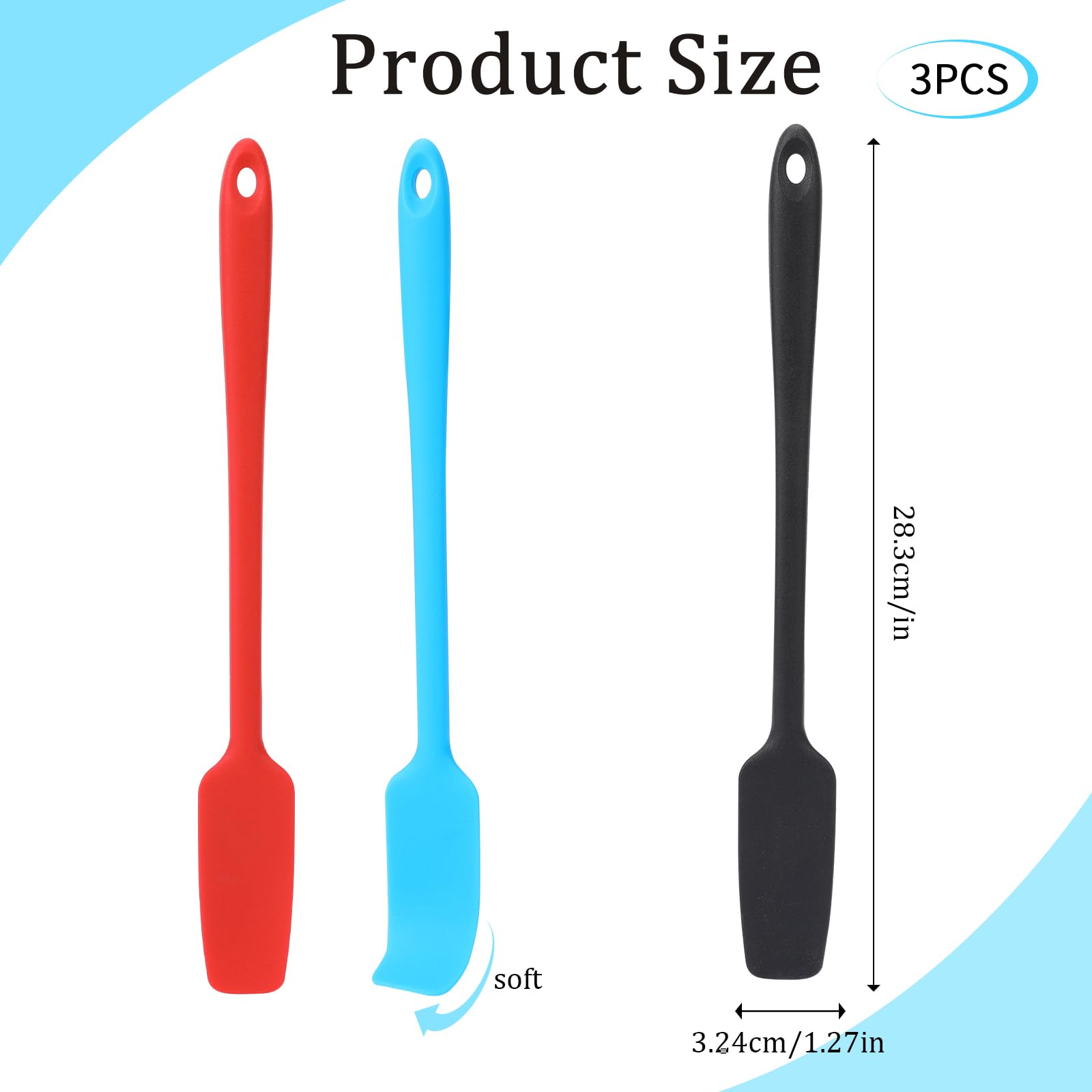 3 Pcs Silicone Jar Spatulas With Long Handle, Jam Spreader Rubber Spatula Heat Resistant Non-Stick Silicone Scraper Small Spatul