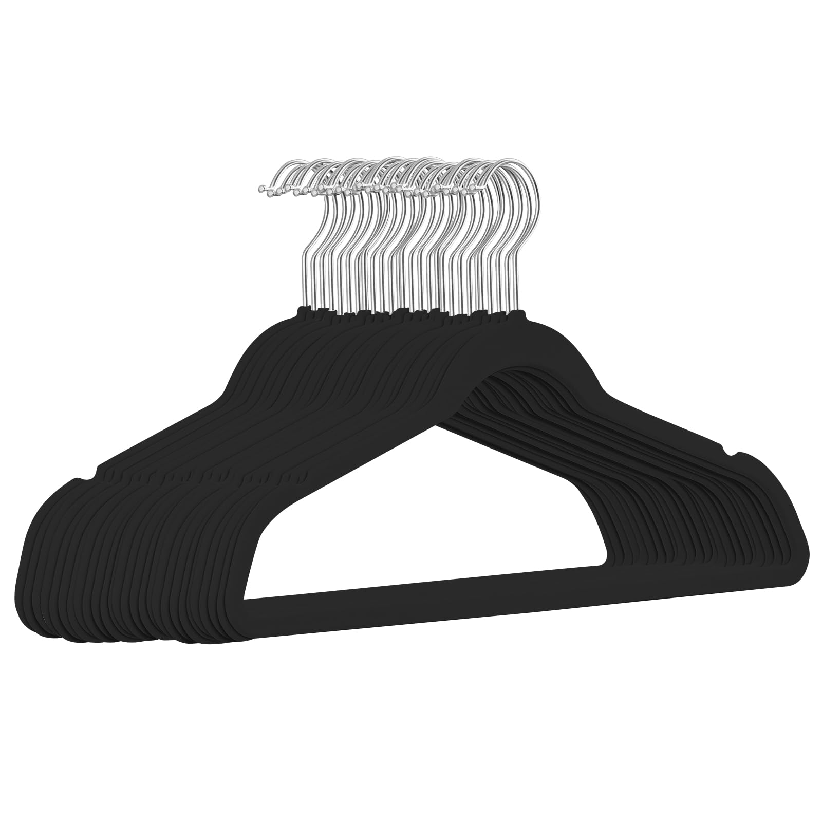 TIMMY Hangers Black Velvet Hangers - Suit Hangers (50-Pack) Ultra Thin Space Saving Coat Hanger and Heavy Duty Clothes Hangers with 360 ? Rotating Hooks for Easy Organization and Hanging