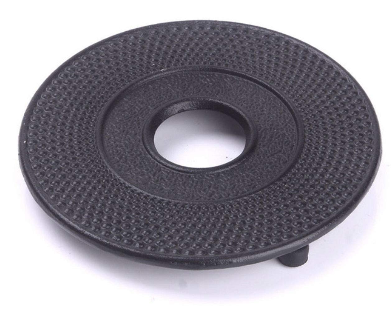 Hwagui Cast Iron Teapot Trivet With Rubber Pegs For Kitchen Or Dining Table, 5.5 Inch-Black