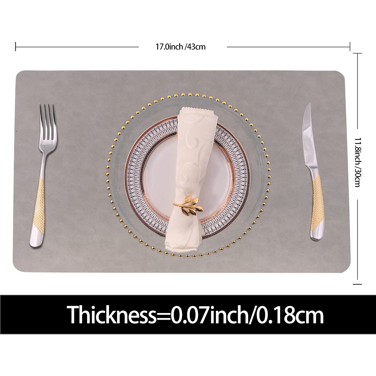 Placemats For Dining Table Set Of 4,Design-Classic Faux Leather Eco-Friendly Place Mats,Waterproof&Stain Resistant Table Mats,Wa