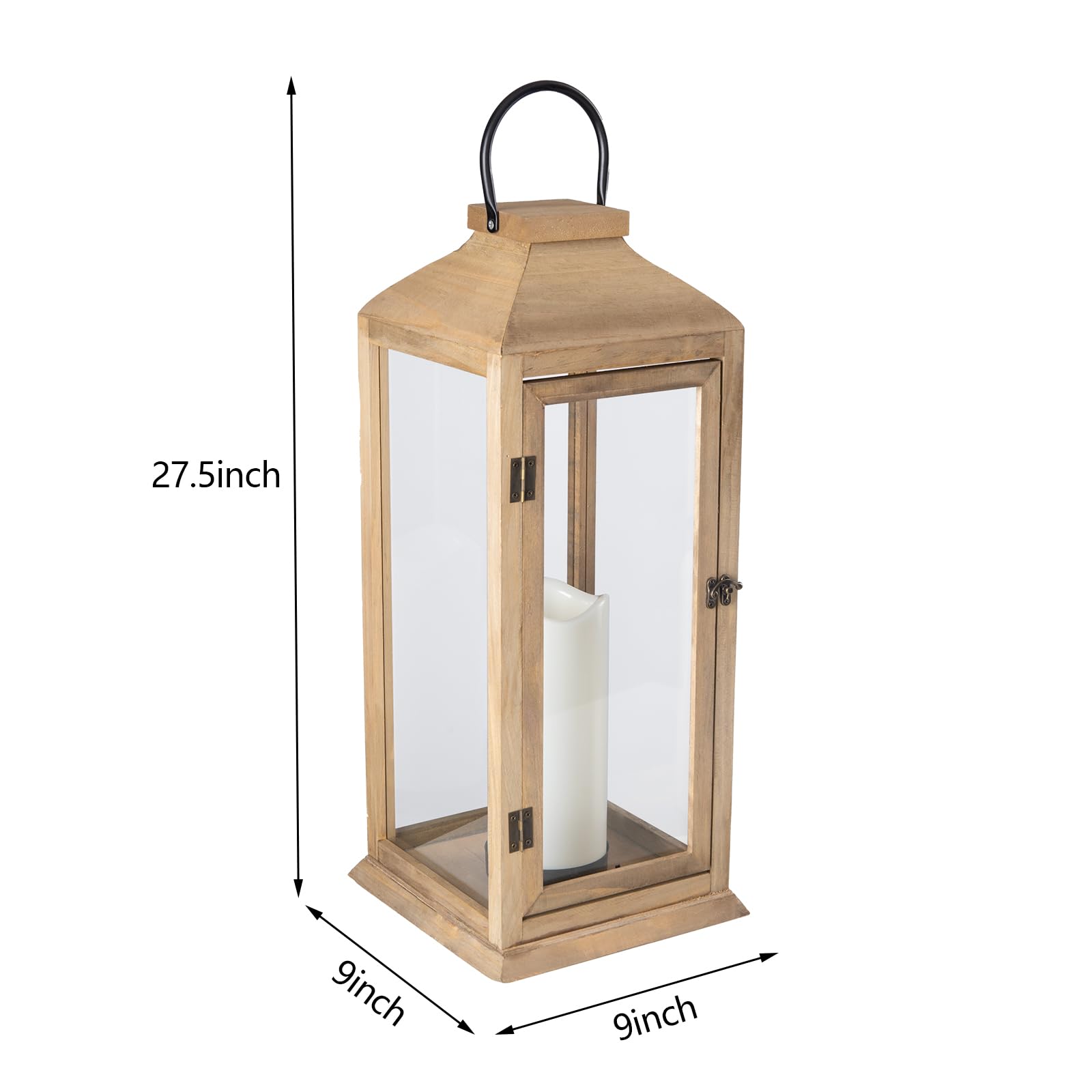 Bdor 2 Pack Lanterns Decorative - 27.5in New Zealand Pine Lanterns Decorative with Flameless Pillar Candles, Decorative Lanterns