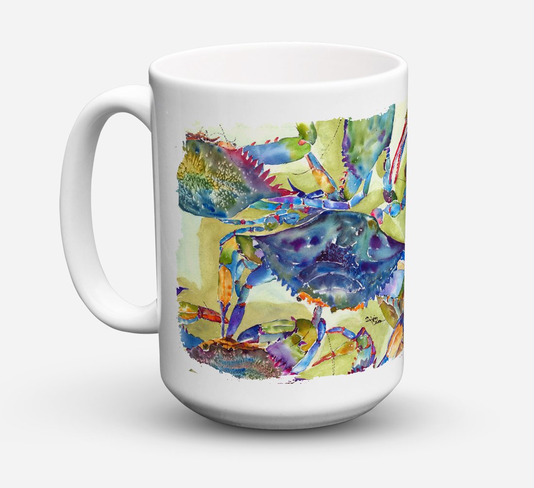 'Caroline's Treasures 8512CM15 Crab All Over Dishwasher Safe Microwavable Ceramic Coffee Mug, 15 oz, Multicolor''