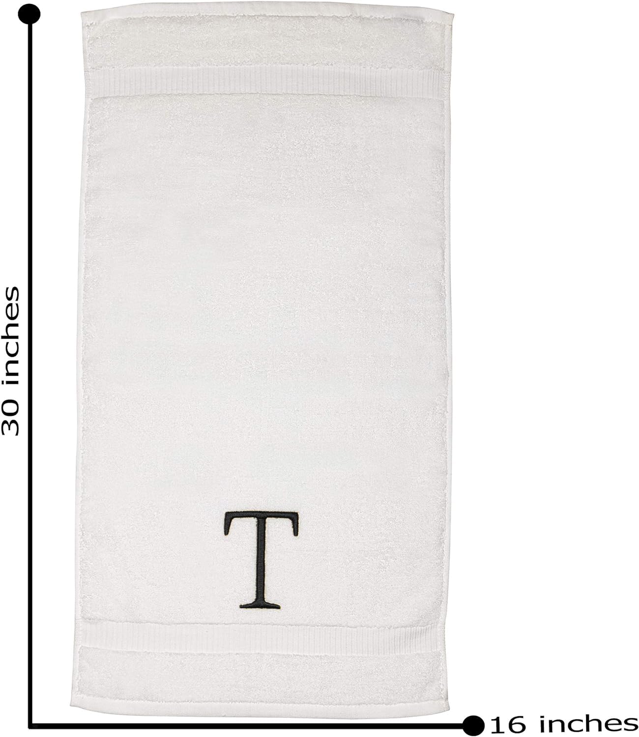 Dark Gray And White Bathroom Hand Towel - Monogrammed Luxury Hotel Quality Decorative Embroidered Towel For Powder Room, Spa - G