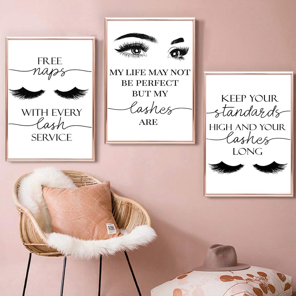 Beauty Salon Wall Decor Eyelashes Guide Poster Makeup Wall Art Decor Esthetician Gift Canvas Print Lash Bundle Fashion Wall Art