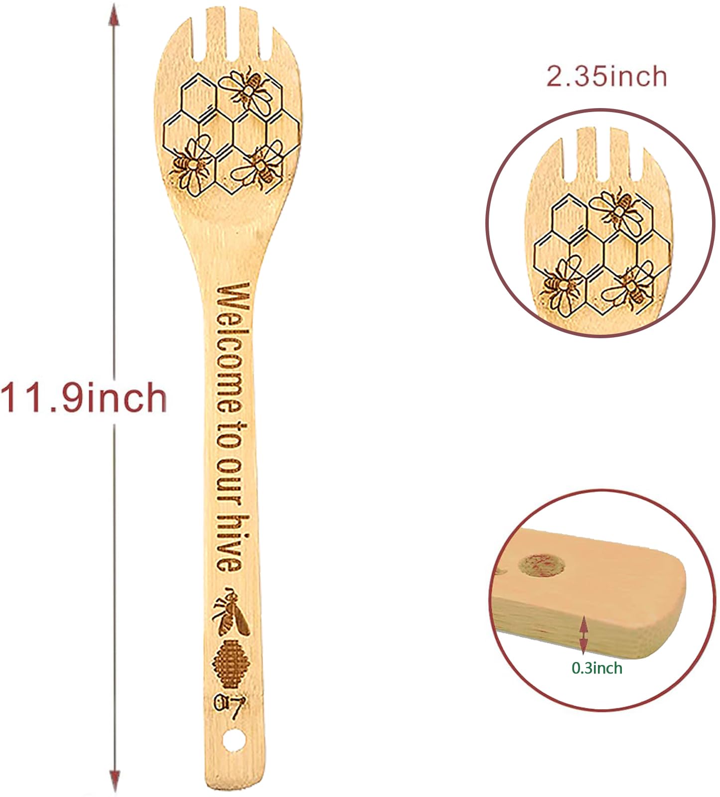 5Pcs Bee Wooden Cooking Spoons Set Natural Bamboo Wooden Spoons For Cooking, Spatula Set, Wooden Utensils For Cooking, Bamboo Ut