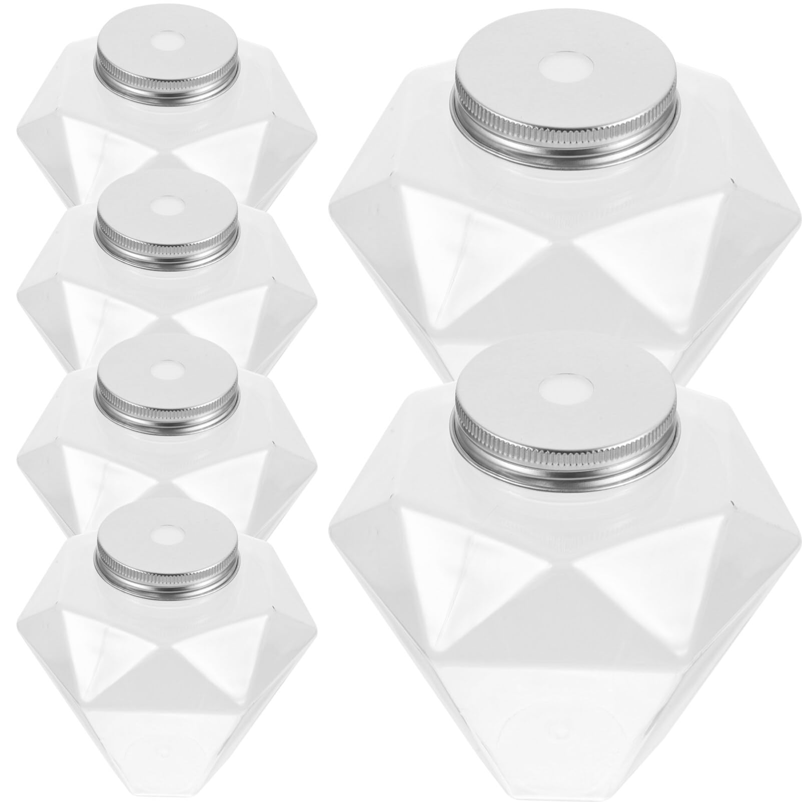 Kichvoe Diamond Shaped Clear Plastic Juice Bottles with Lids 17Oz Multi-Use Beverage Bottles for Milk Tea Fruit Juice Storage Se