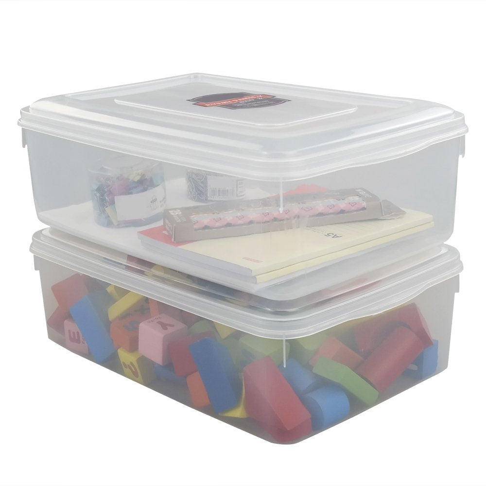 Pekky 11 Quart Plastic Toys Storage Containers With Lid, Clear Bin Set Of 2