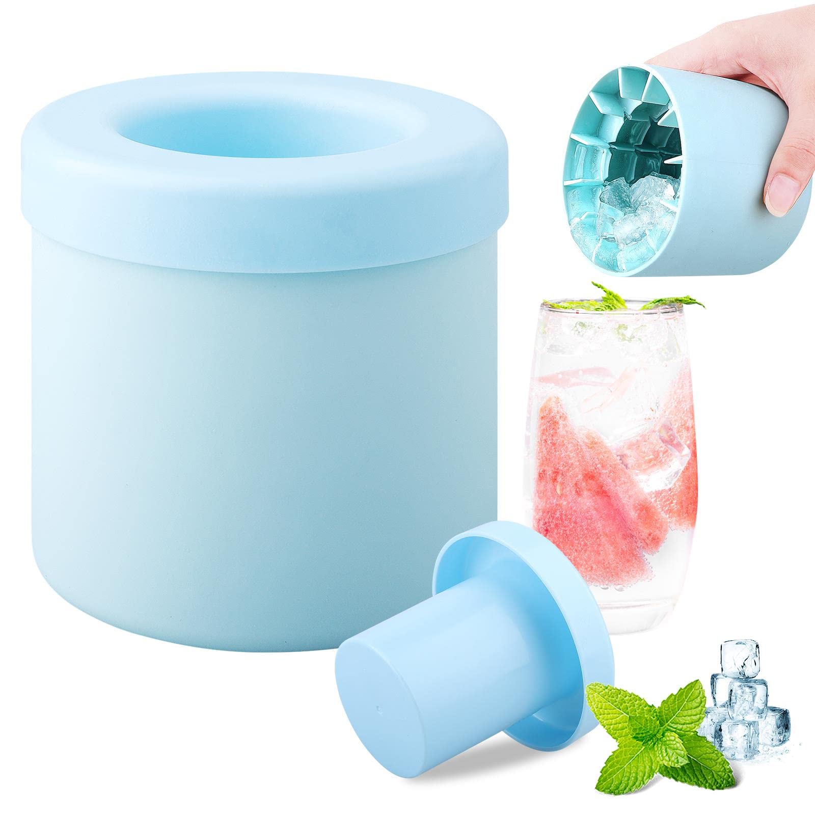 Mini Ice Maker Cup, Cylinder Ice Cube Mold, Small Ice Cube Tray With Lid, Decompress Ice Lattice Molding Ice Cup Press-Type, 60