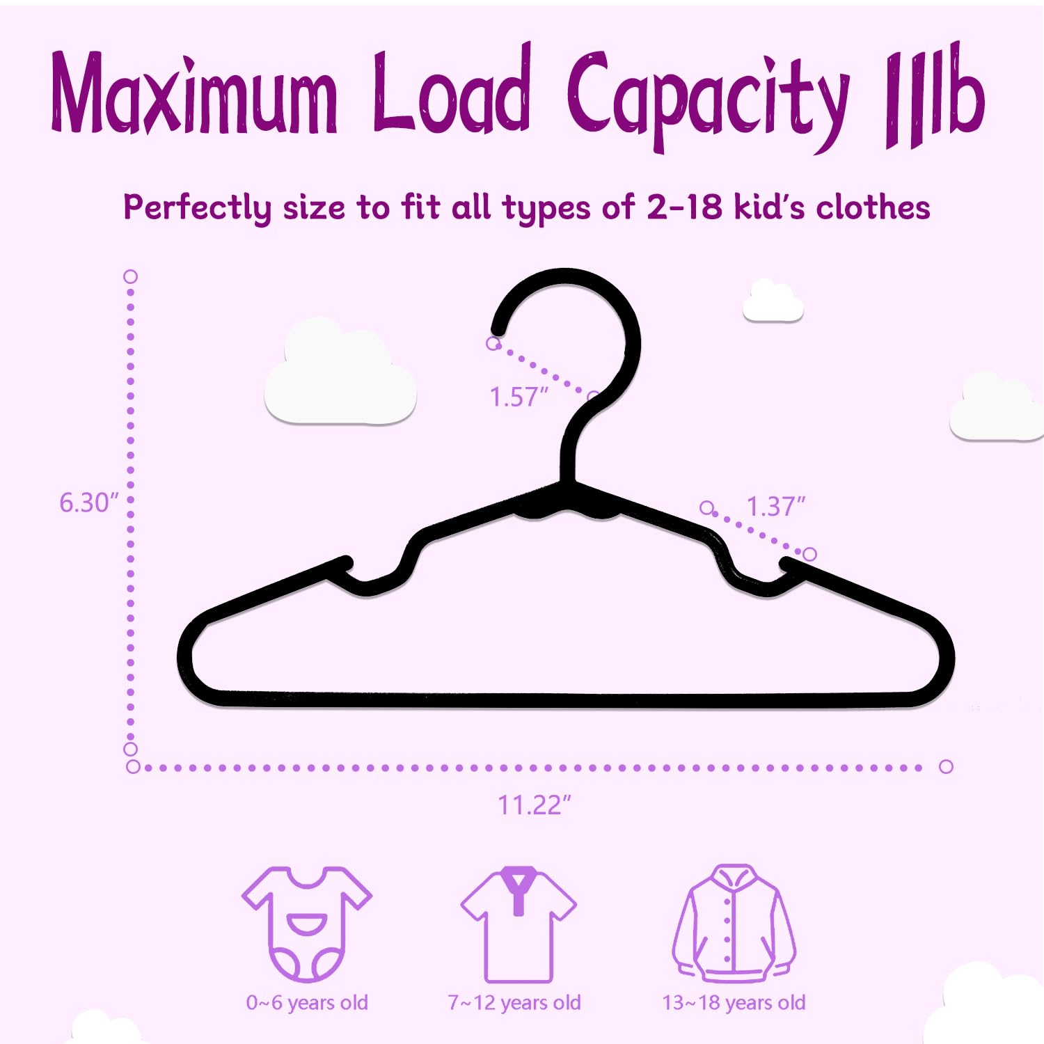 Trusir Baby Hangers For Closet 100 Pack Black Plastic Kids Children'S Clothes Hangers Non-Slip (Black, 100)
