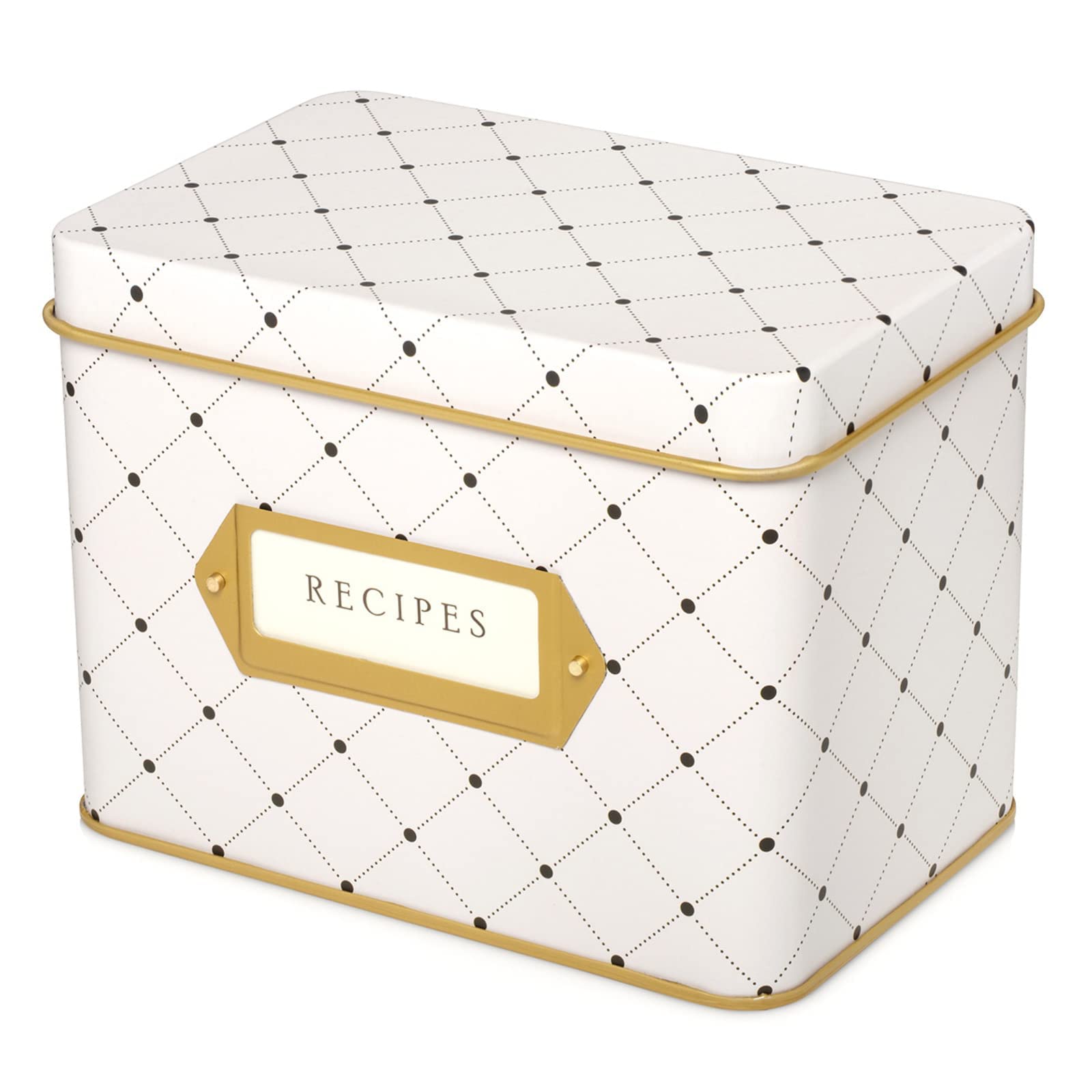 Jot & Mark Recipe Card Gift Box, 50 4X6 Inch Cards, 14 Dividers, Decorative Tin Box, Floral Pattern