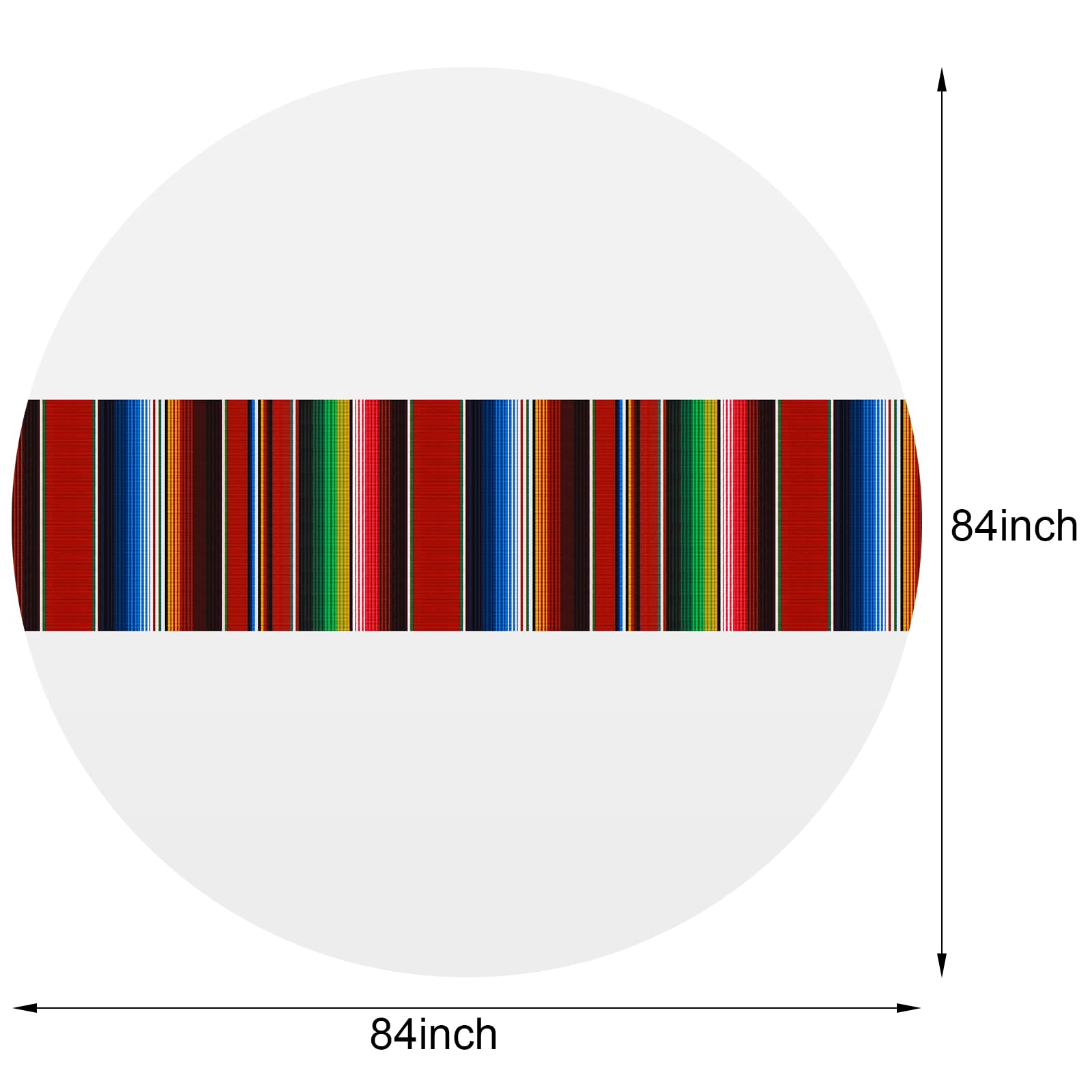 Oudain Mexican Round Tablecloth 84 Inch Mexican Striped Serape Tablecloth Fiesta Waterproof Table Cloth Table Cover For Cinco De