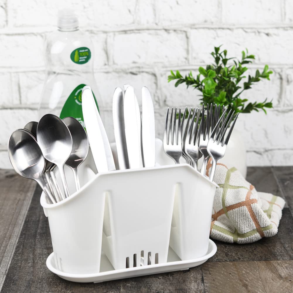 Ybm Home Multipurpose Cutlery Utensil Drying Rack Storage Holder 3 Compartments Base Tray, Serves As Kitchen Sink Drying Rack Si