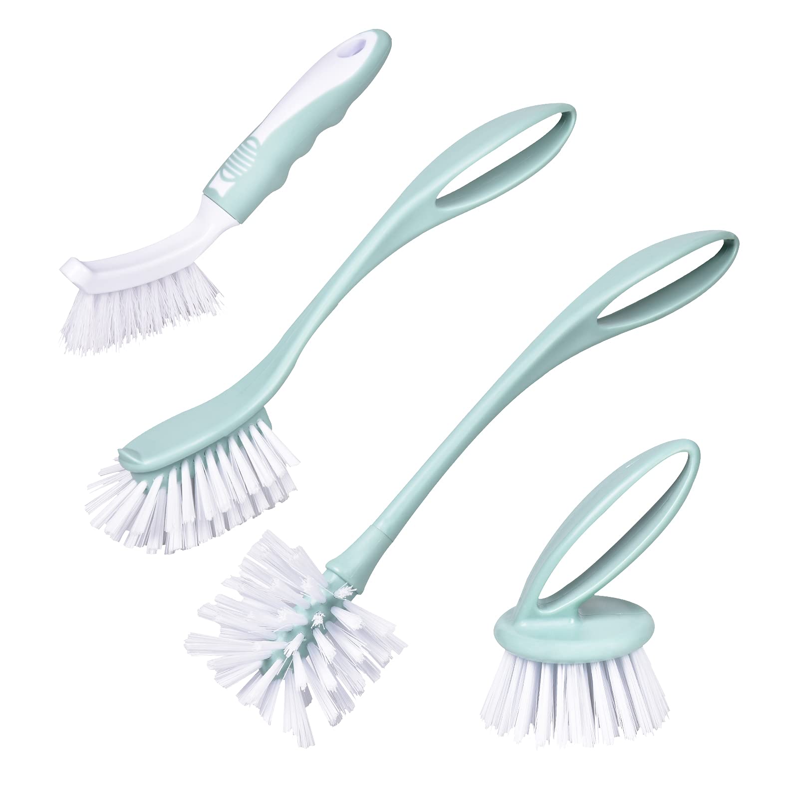 Perastra Dish Brush With Handle, Kitchen Dish Scrub Brush Set, 4-Piece Kitchen Cleaning Brush Set For Pots And Bottles, Nordic G