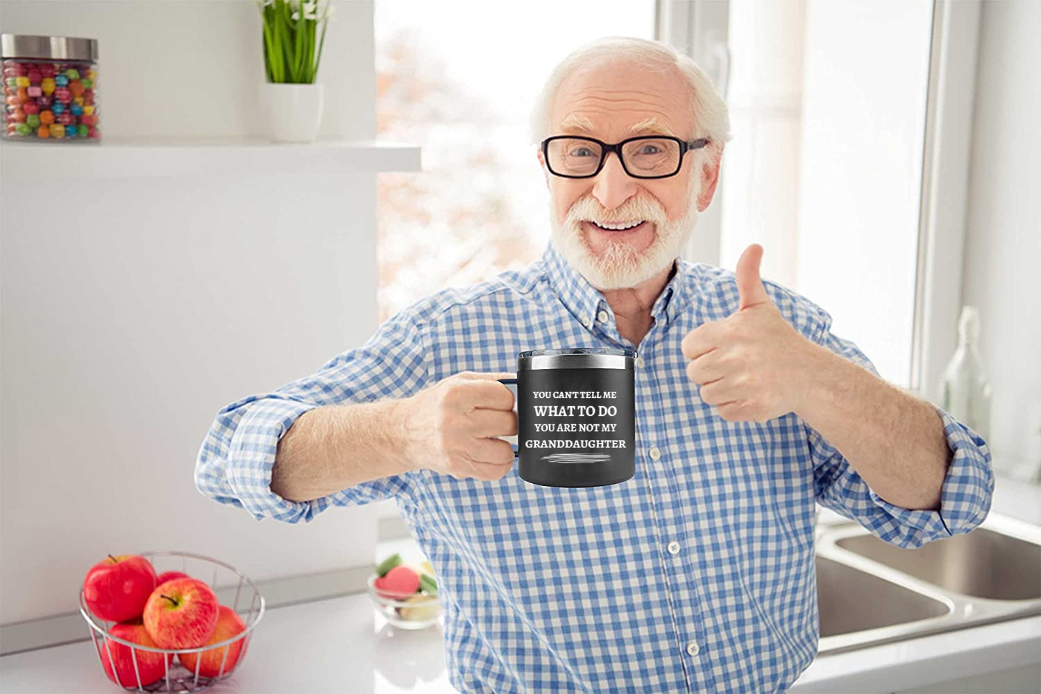 Edizzone 14Oz Grandpa Mug (You Are Not My Granddaughter) (Black) Grandpa Gifts For Christmas - Best Grandpa Birthday Gifts - Gif