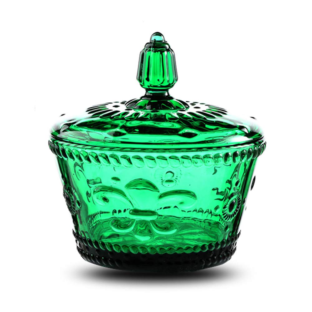 Massjoy European Retro Nostalgic Three-Dimensional Relief Color Glass Jar Candy Jar Seasoning Jar With Lid