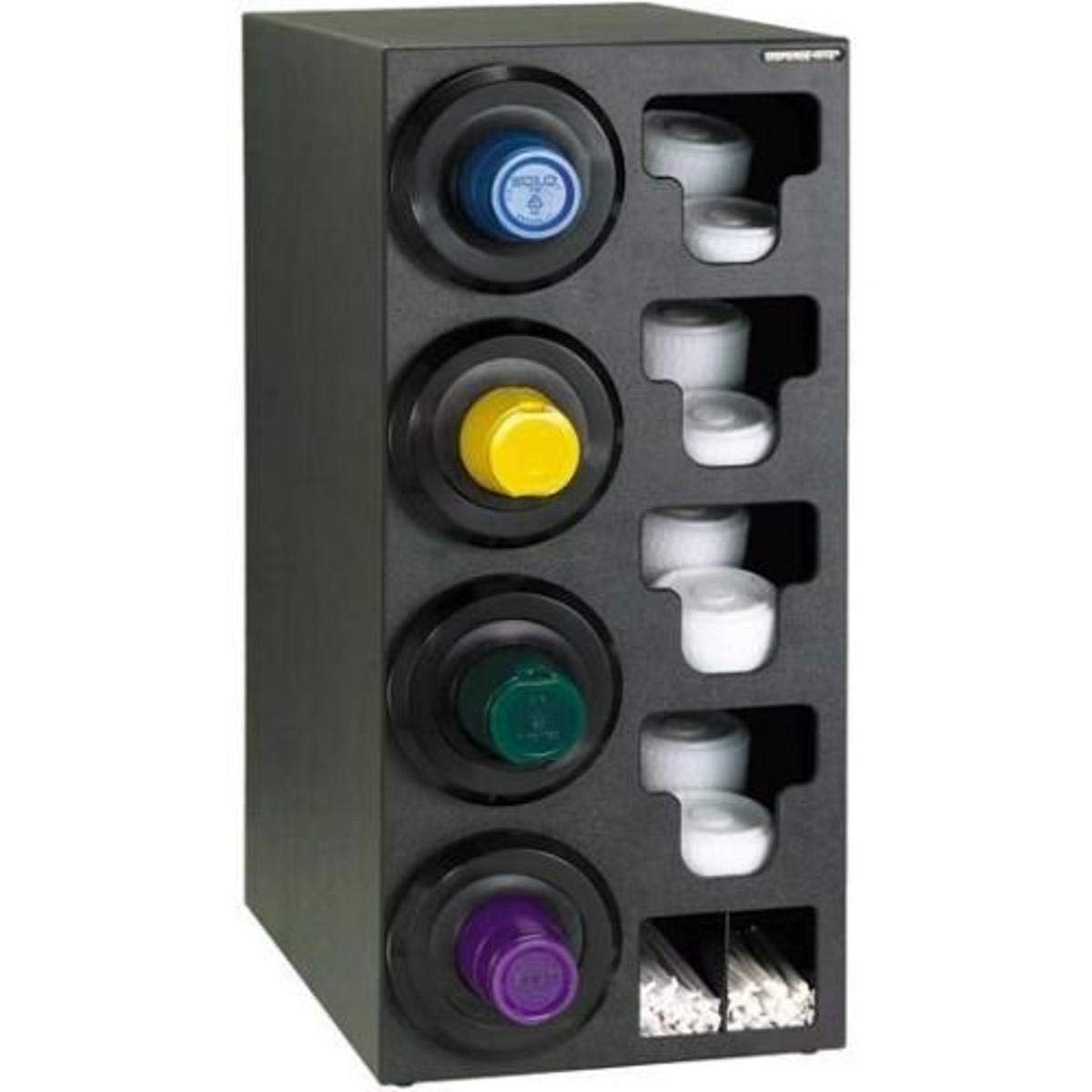 Dispense-Rite SLR-C-4LBT Countertop Cup Dispensing Cabinet with (4) SLR-2F Built-In Lid and Straw Organizers, Fits 8-44 oz Cups 