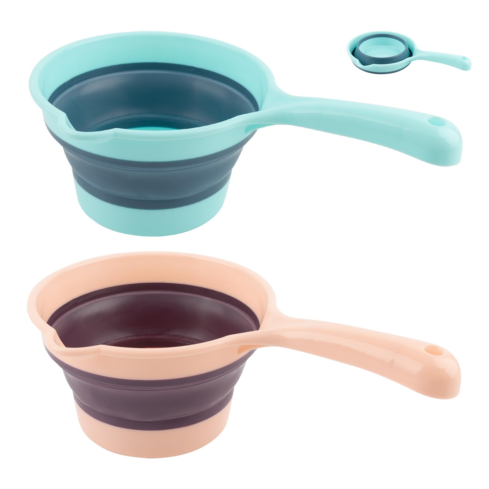 Framendino, 2 Pack Folding Water Ladle Collapsible Scoop Kitchen Ladles Cup Bucket For Bathroom Garden