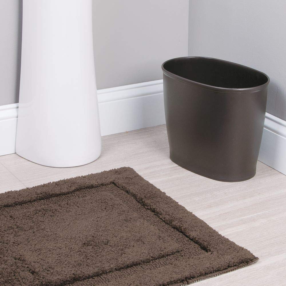 Idesign Oval Plastic Trash Can For Bath, Bedroom, Office - The Kent Collection - 12'' X 8'' X 10'', Bronze