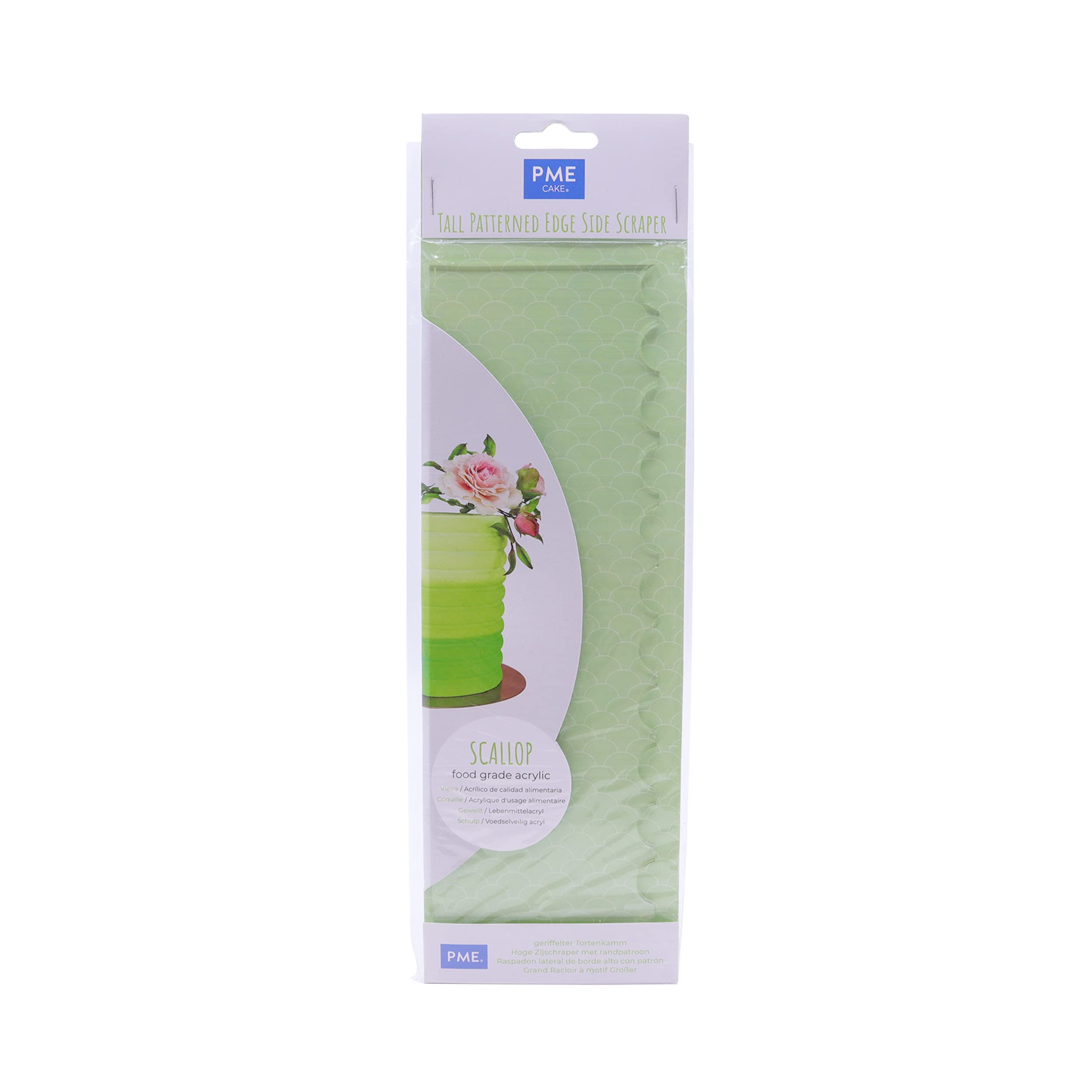 Pme Tall Patterned Edge Side Scraper For Cake Decorating-Scallop, Standard, Transparent