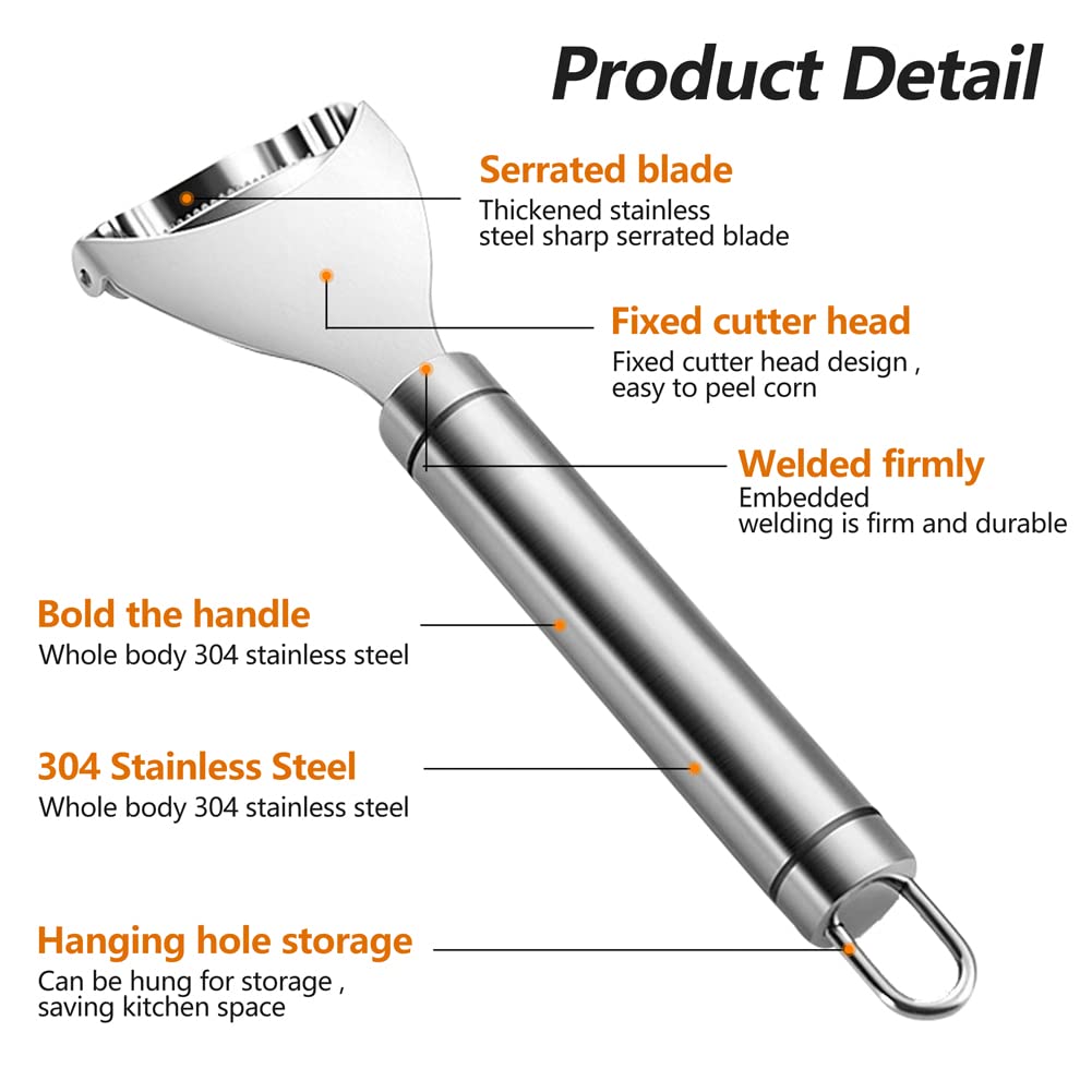 Abnaok Stainless Steel Corn Peeler, Magic Corn Cob Stripper Tool,Premium Stainless Steel Corn Thresher With Ergonomic Handle,Cor