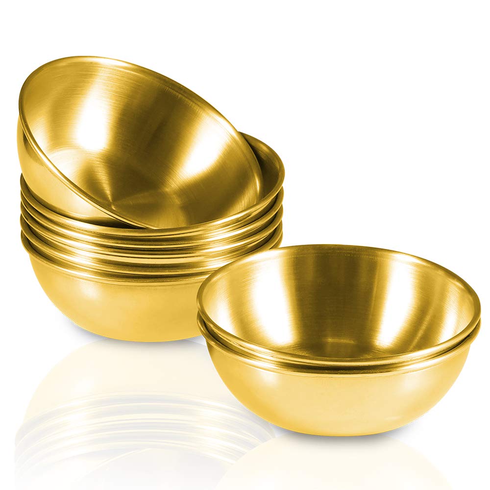 Amytalk 8 Pack 3.2Inch Stainless Steel Sauce Dishes Mini Individual Saucers Bowl Round Seasoning Dishes Sushi Dipping Bowl Appet