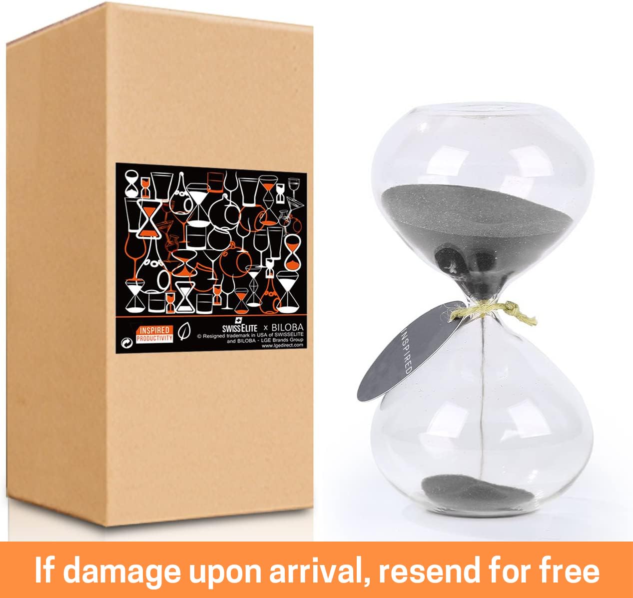 Swisselite Biloba Puff Sand Timerhourglass Sand Timer - Inspired Glasshome, Desk, Office Decor