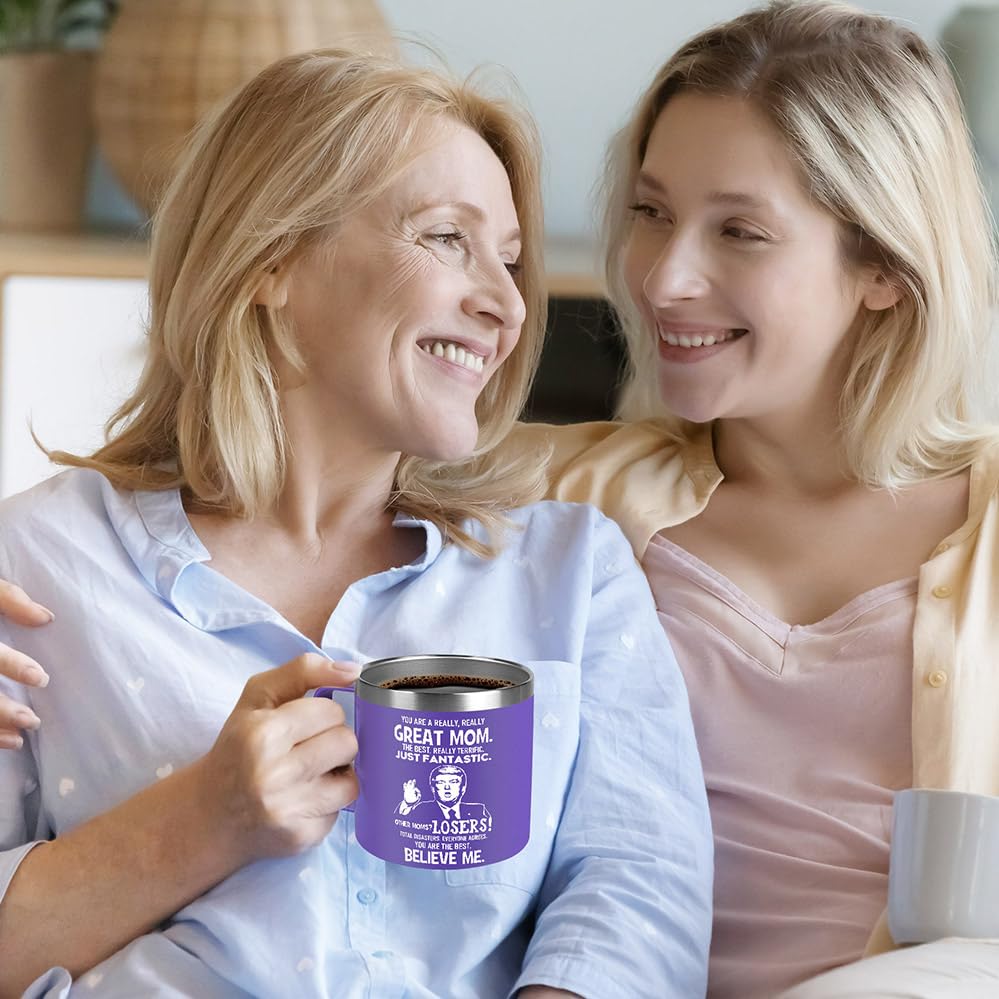 QTDS Funny Mothers Day Gifts for Mom Gifts From Son Daughter Kids - Mom Coffee Mug Cup, Great Mother Gifts for Mom Birthday Gift