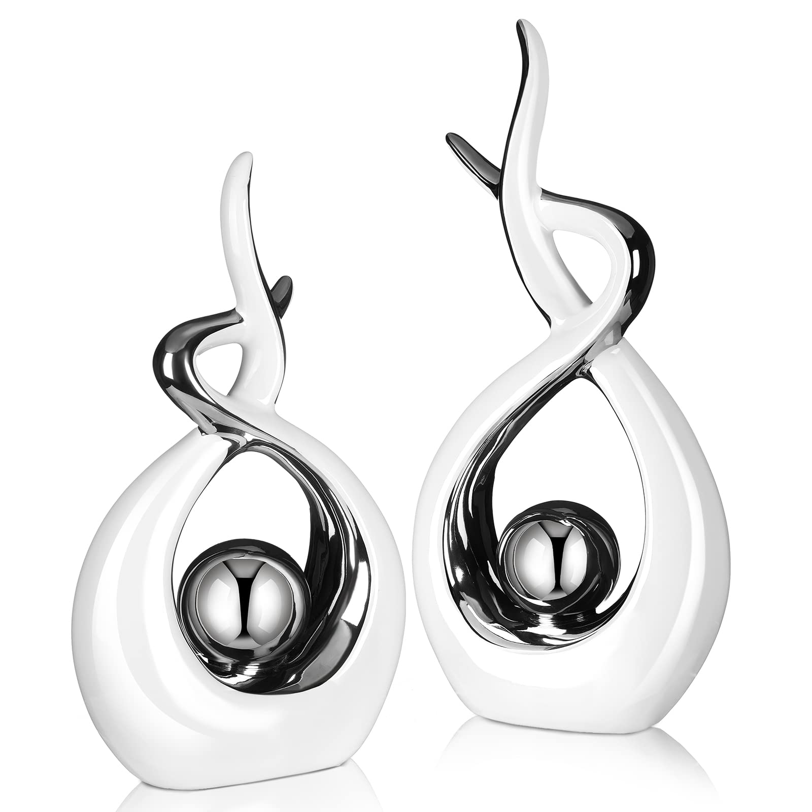 Gerrii 2 Pcs Modern Room Ceramic Decor Center Pieces Table Decorations Ceramic Statue Coffee Table Decor Centerpiece for Home Of