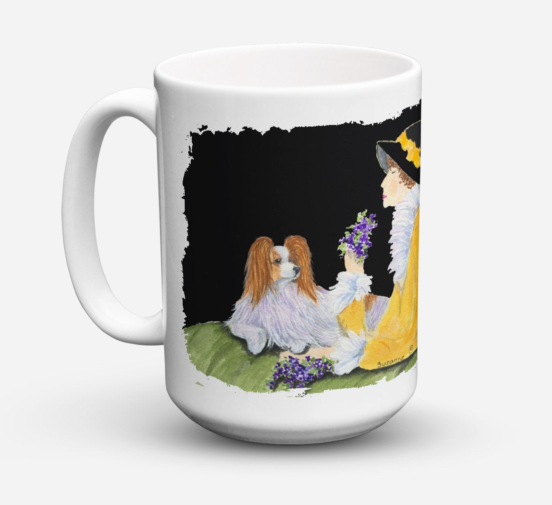 'Caroline's Treasures SS8633CM15 Papillion Dishwasher Safe Microwavable Ceramic Coffee Mug, 15 oz, Multicolor''