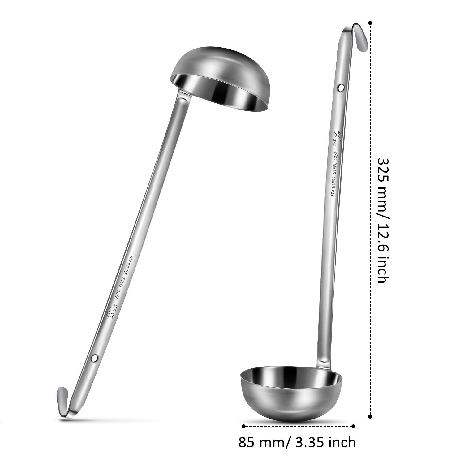 Meekoo 3 Pieces Stainless Steel Ladle Soup Handle Ladle With Pouring Rim For Kitchen Cooking Soup Sauce (5 Oz)
