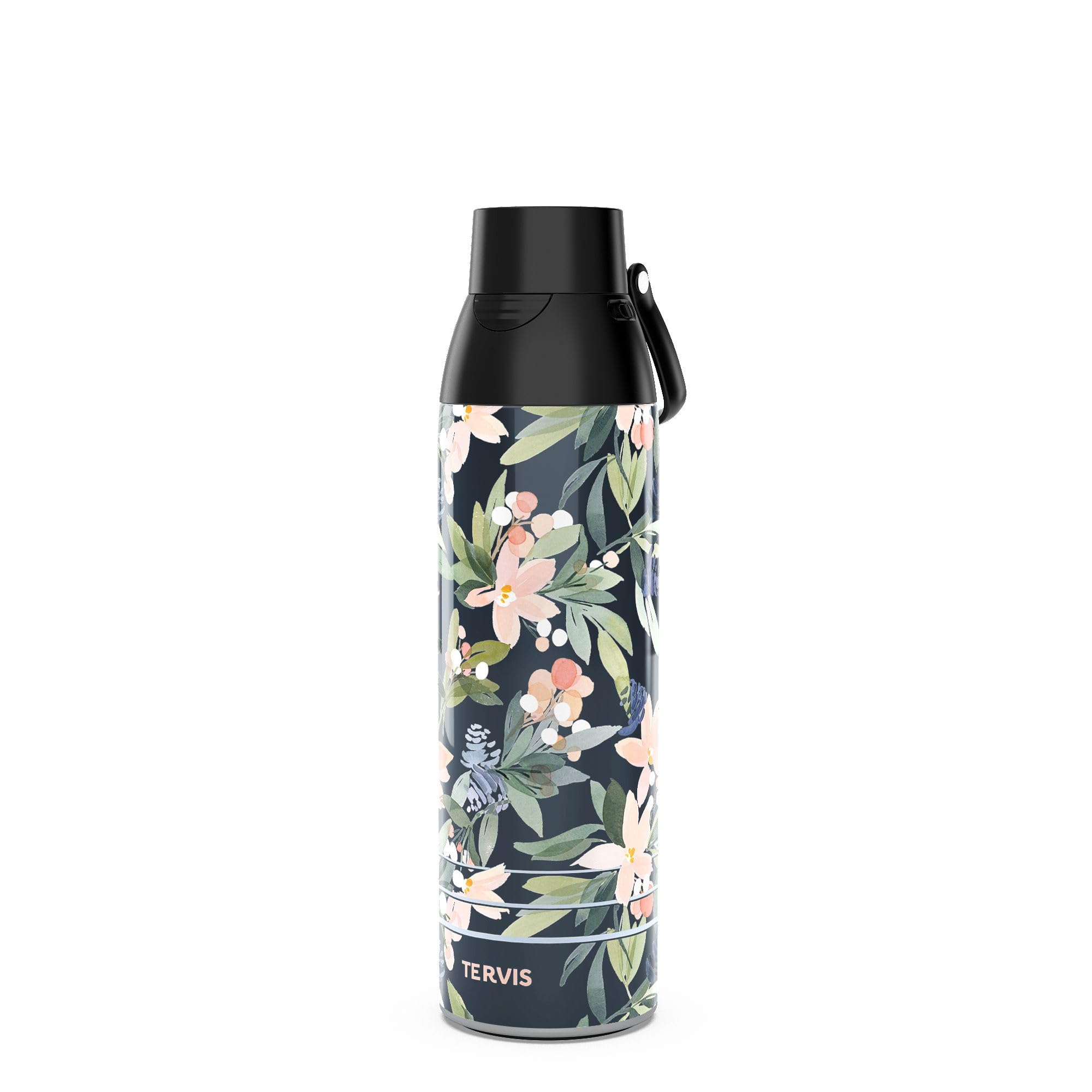 Tervis Venture Water Bottle Yao Cheng  Pink Poinsettia Triple Insulated Tumbler Travel Cup Keeps Drinks Cold & Hot, 26oz, Stain