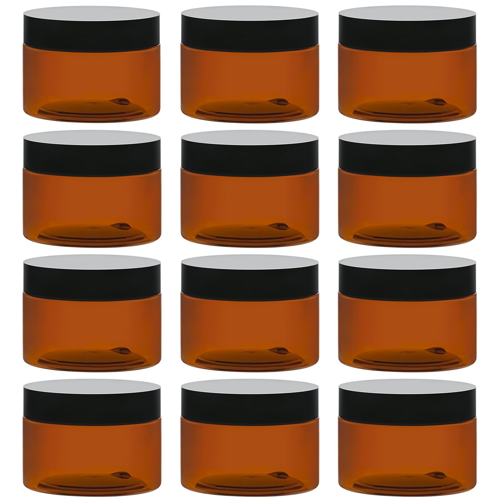 Tuzazo 4 Oz Amber Plastic Cosmetic Jars Leak Proof Small Container With Lids For Cream, Lotion, Powder, Ointments, Beauty Produc