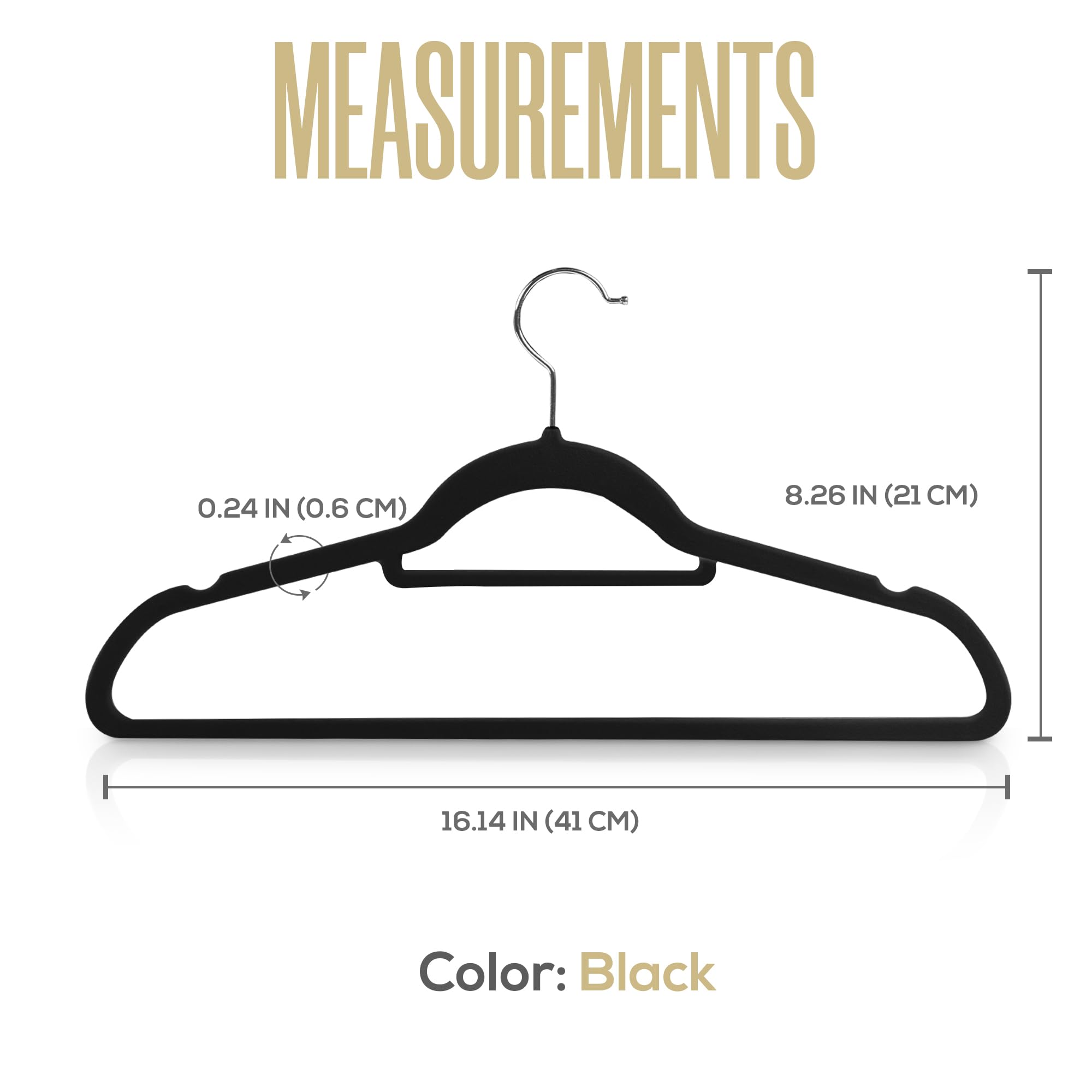 Utopia Home Premium Velvet Hangers 20 Pack - Non-Slip clothes Hangers with Tie Bar - Black Hangers - Standard Hangers with 360 Degree Rotatable Hook - Heavy Duty coat Hangers