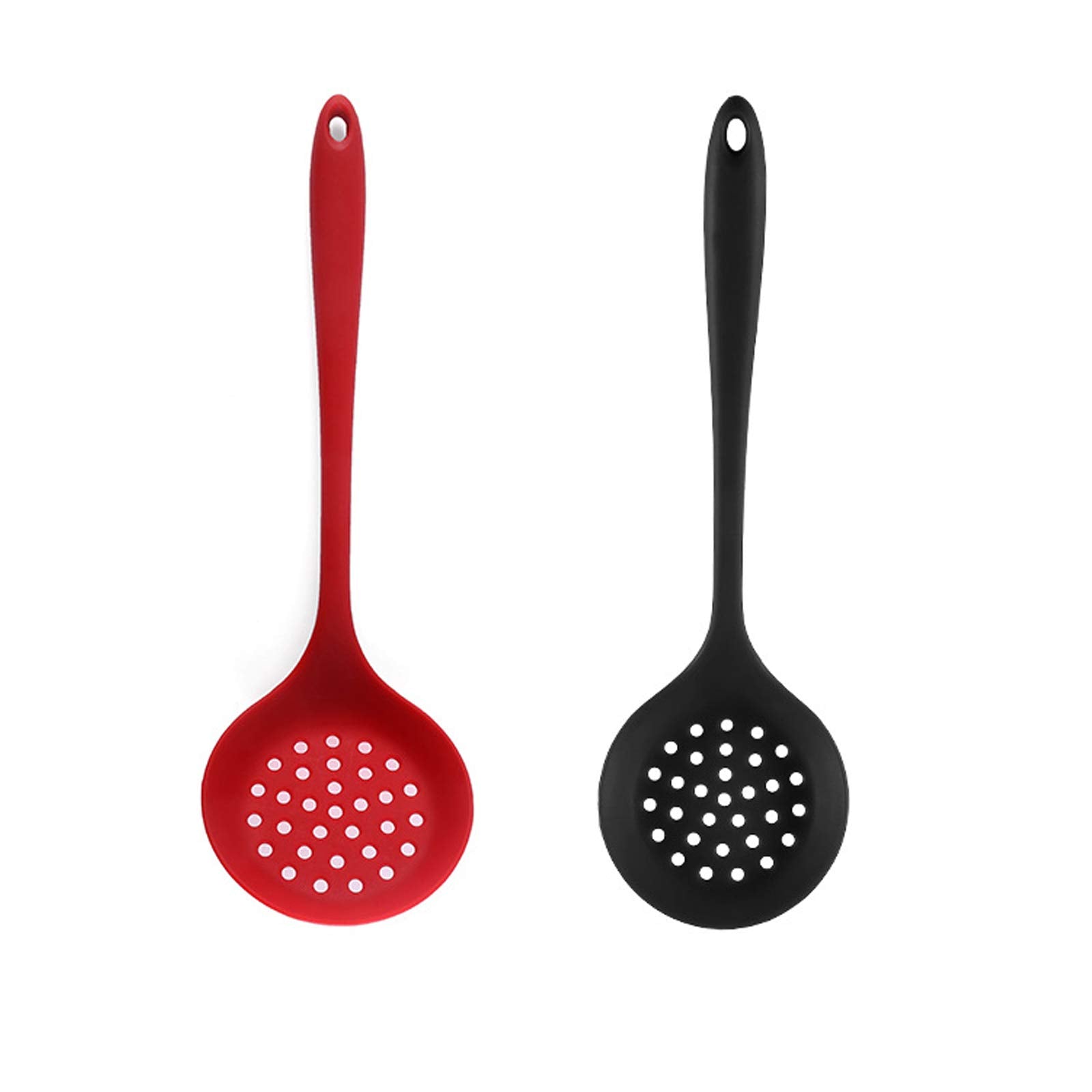 Silicone Skimmer Spoon Set 2, Non-Stick Cooking Slotted Colander Spoon Skimmer Strainer, Kitchen Sink Ladle Strainer Silicone Fi