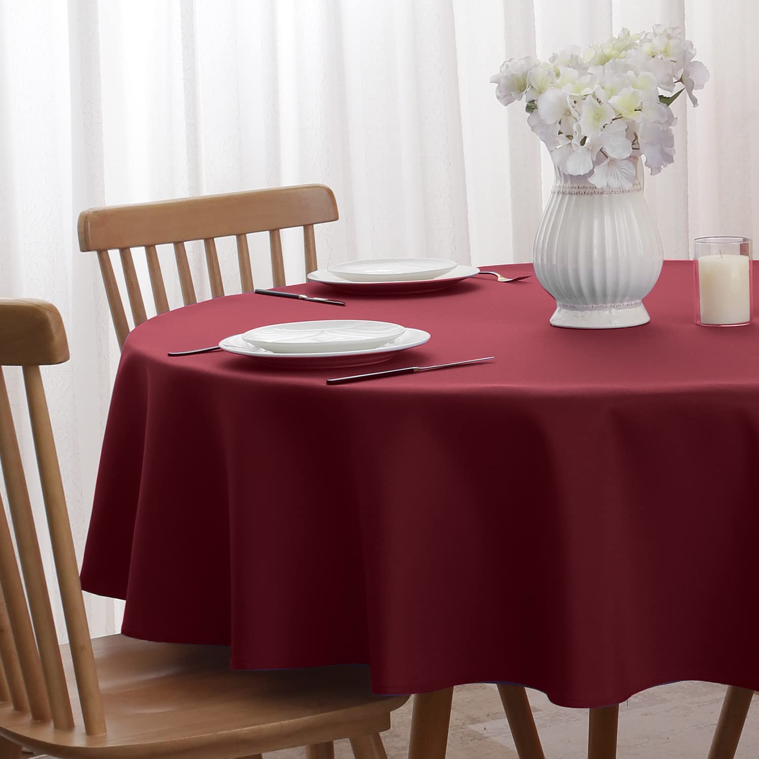 Softalker Christmas Round Tablecloth Waterproof & Stain Resistant Table Cloth Wrinkle Free Fabric Washable 210Gsm Polyester Tabl