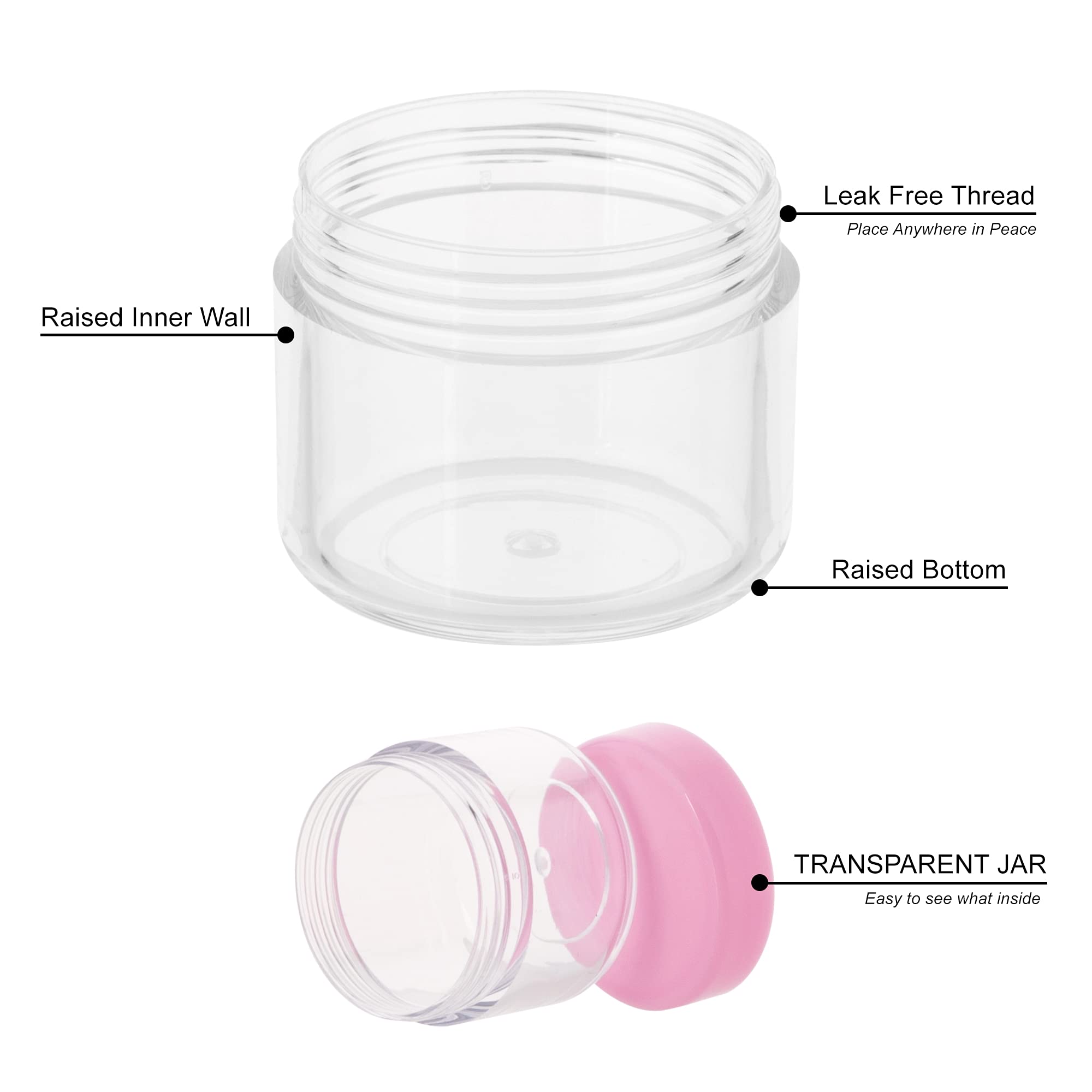 ZEJIA Pink Cosmetic Jars - 20 Pack, 20ml Travel Size Plastic Containers for Lotions, Powders, and Beauty Products